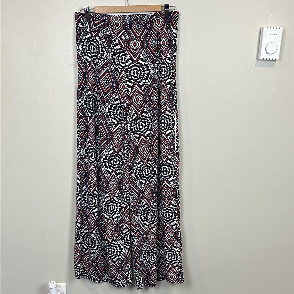 Vintage Boho Printed Wide-Leg‎ Palazzo Pants women’s size medium black burgundy - Picture 3 of 10